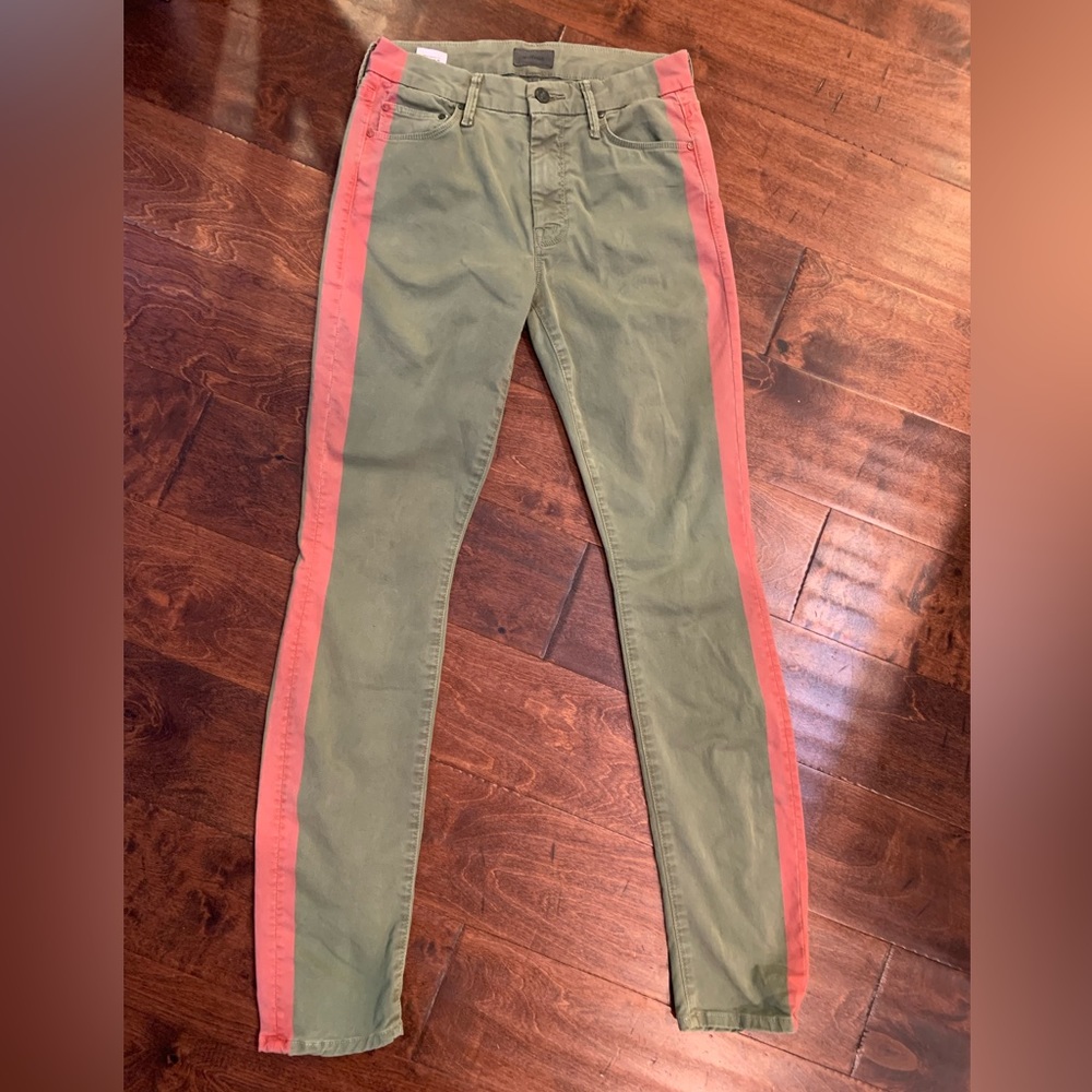 MOTHER Jeans - The Looker Green/Red Racing Stripe. Size 26